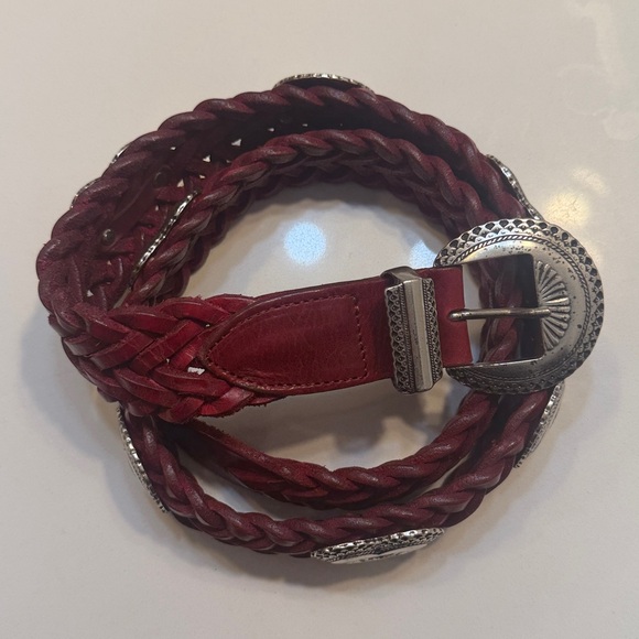  Burgundy Braided Belt with Silver Details main image 5